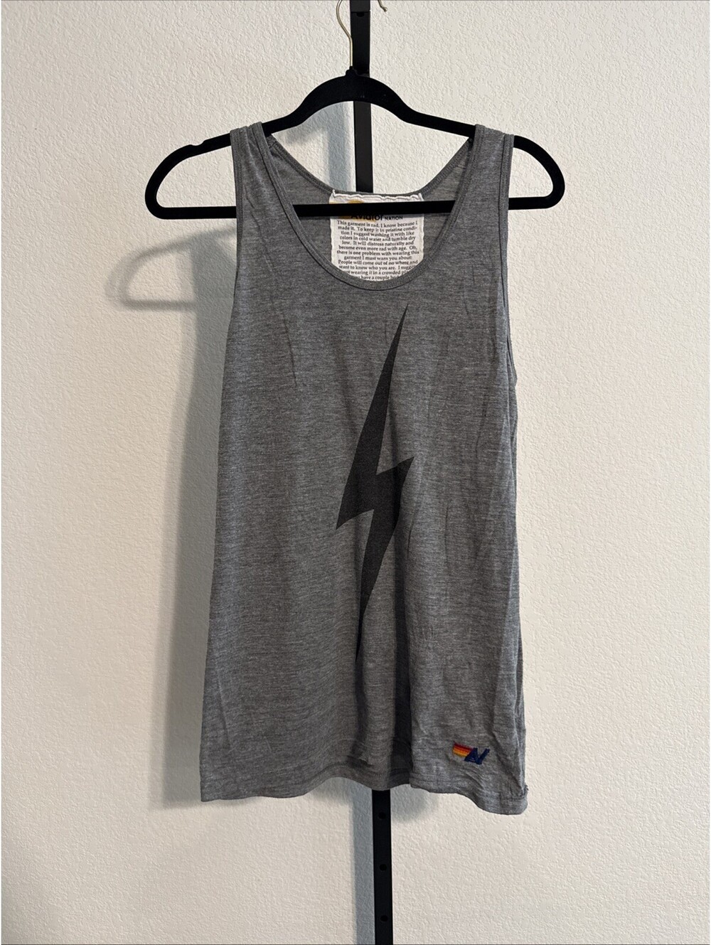 Aviator Nation Lightning Bolt Tank Top Grey Women’s Size MED